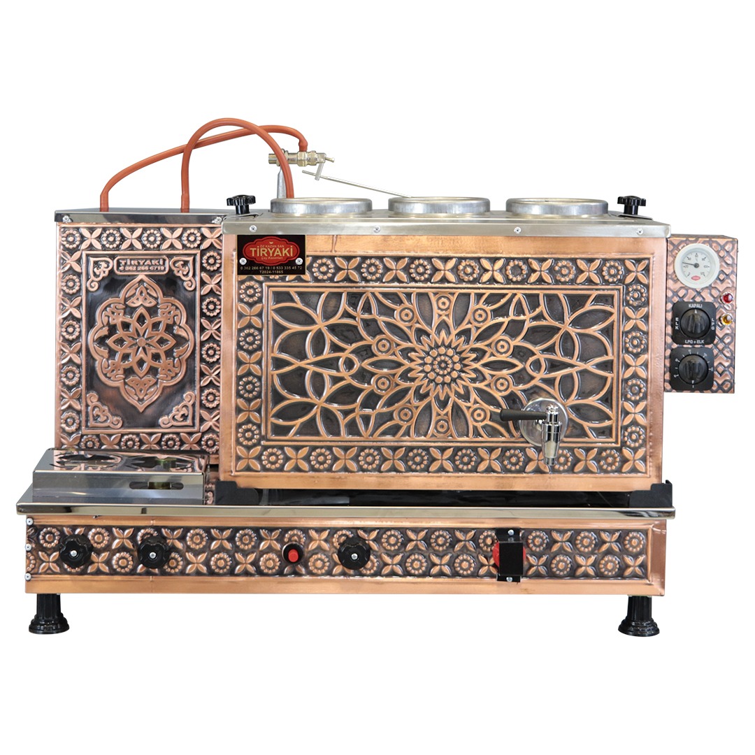 Tiryaki 3 Demlikli Full Otomatik Bakır Çay Kazanı